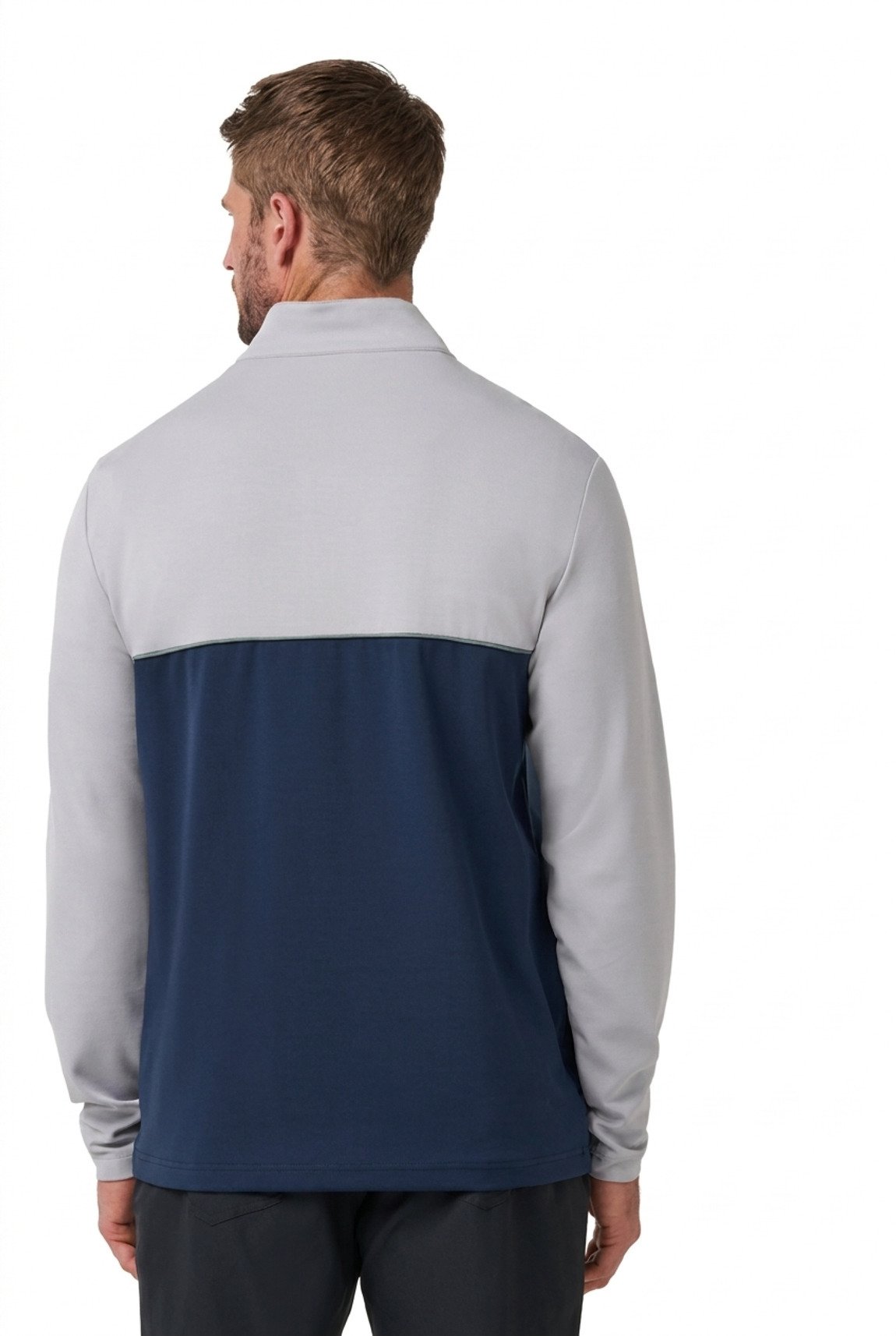 Travis Mathew Fibercloud Color Block Quarter Zip, hellgrau