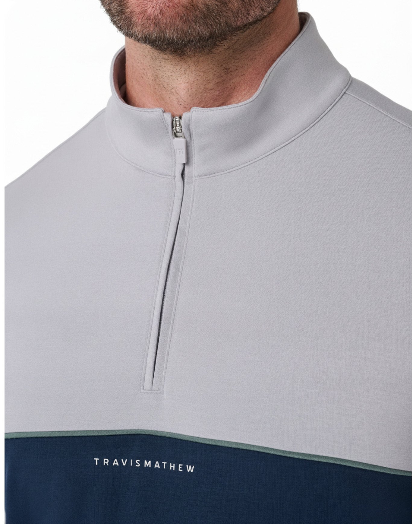 Travis Mathew Fibercloud Color Block Quarter Zip, hellgrau