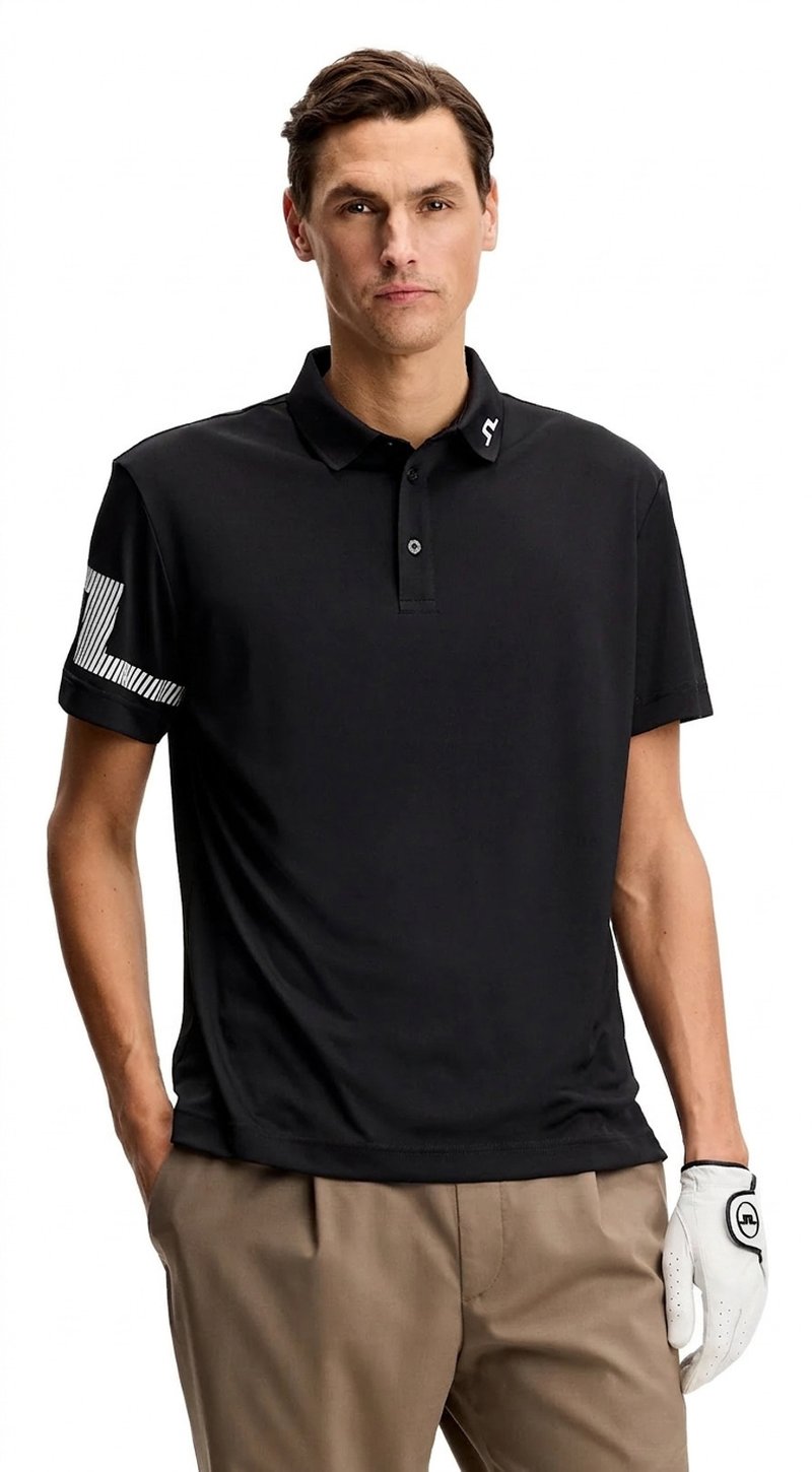 J.Lindeberg Heath Herren Polo, schwarz