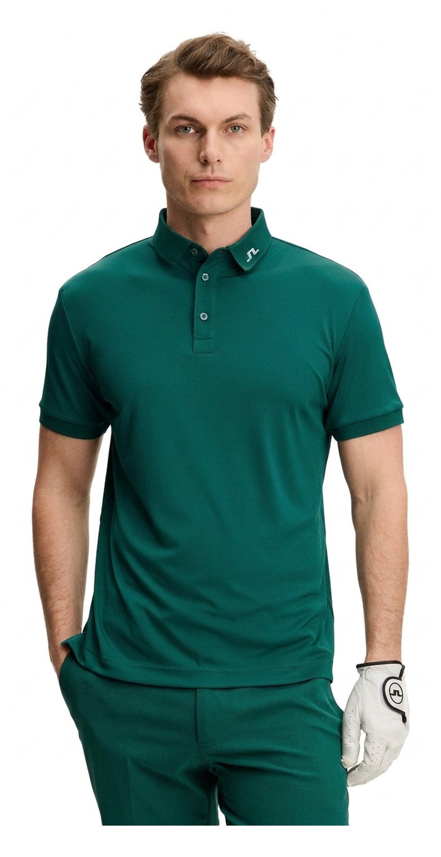 J.Lindeberg KV Print Herren Polo, forest biome