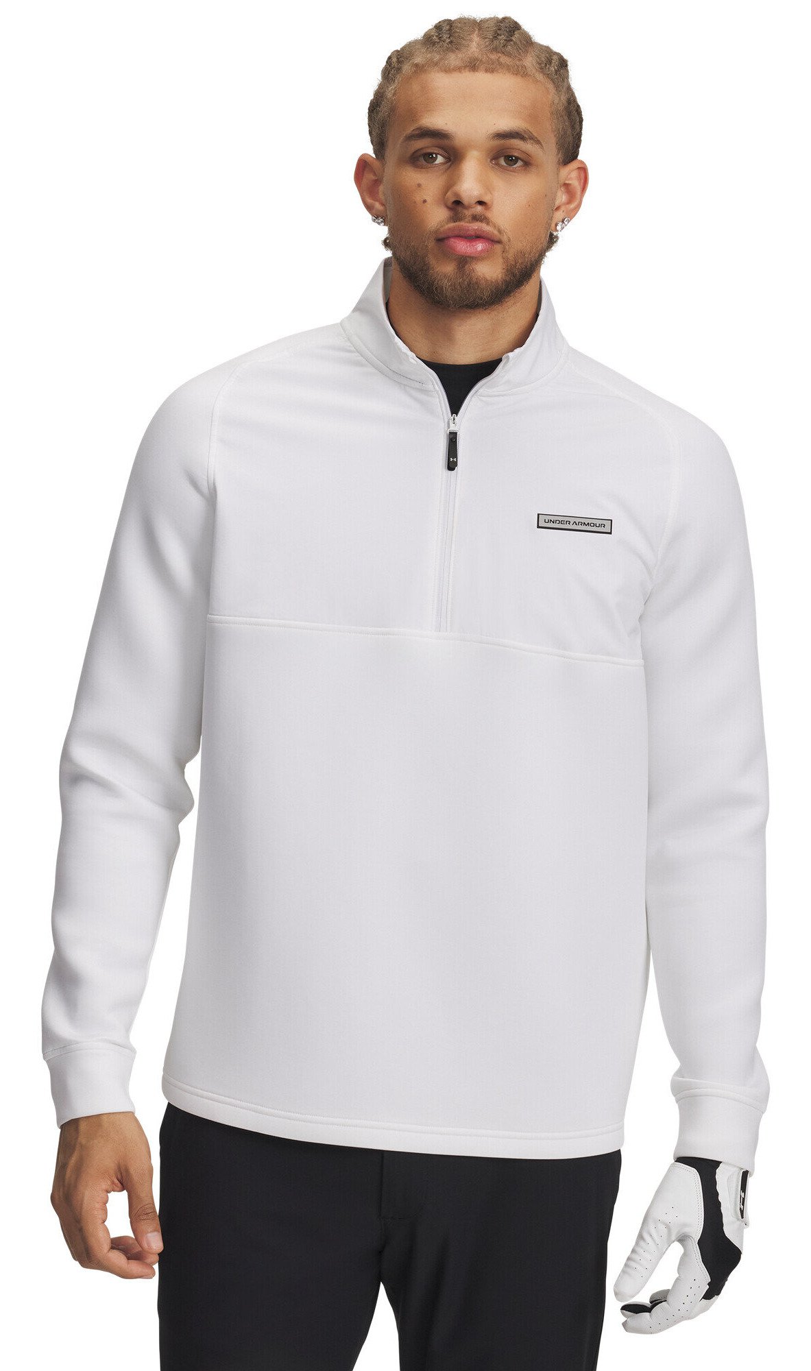 Under Armour Drive Pro Hybrid Herren 1/2-Zip-Pullover, weiß/schwarz