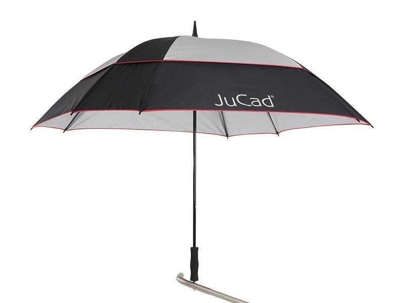 JuCad Golfschirm Windproof mit Schirmstift 68", schwarz/silber/rot