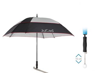 JuCad Teleskop-Golfschirm 68" Windproof mit Schirmstift, schwarz/silver/rot