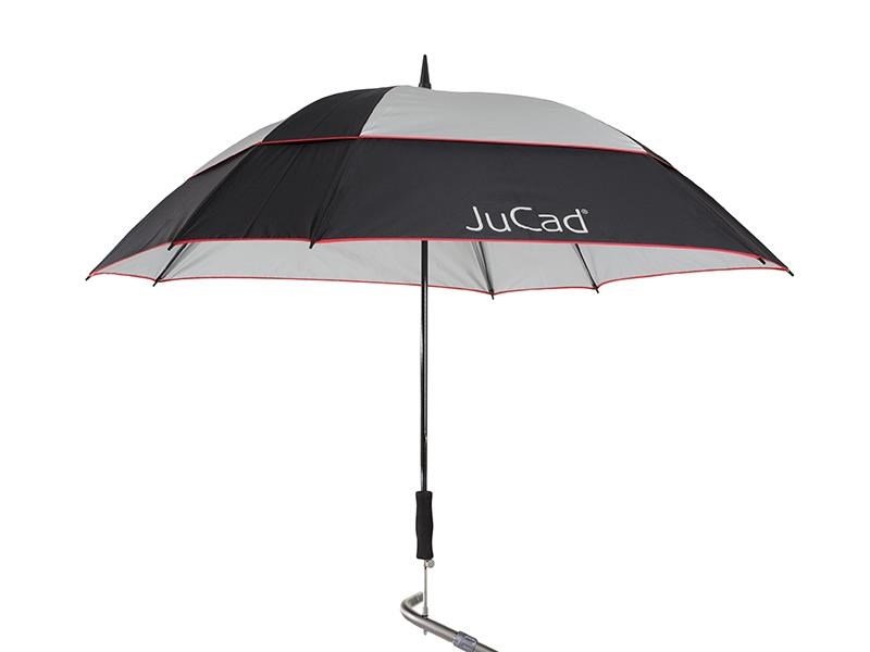JuCad Teleskop-Golfschirm 68" Windproof mit Schirmstift, schwarz/silver/rot