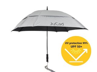 JuCad Teleskop-Golfschirm 68" Windproof mit Schirmstift, silber (UV-Schutz)