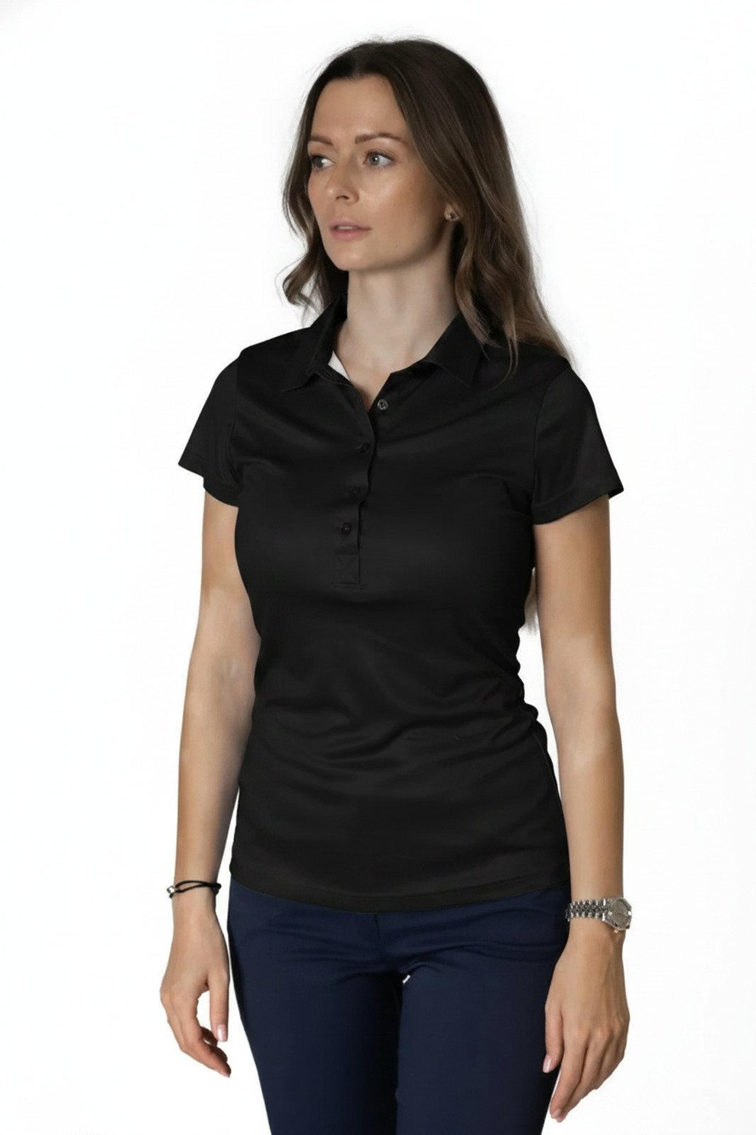 Tony Trevis Damen Poloshirt, schwarz