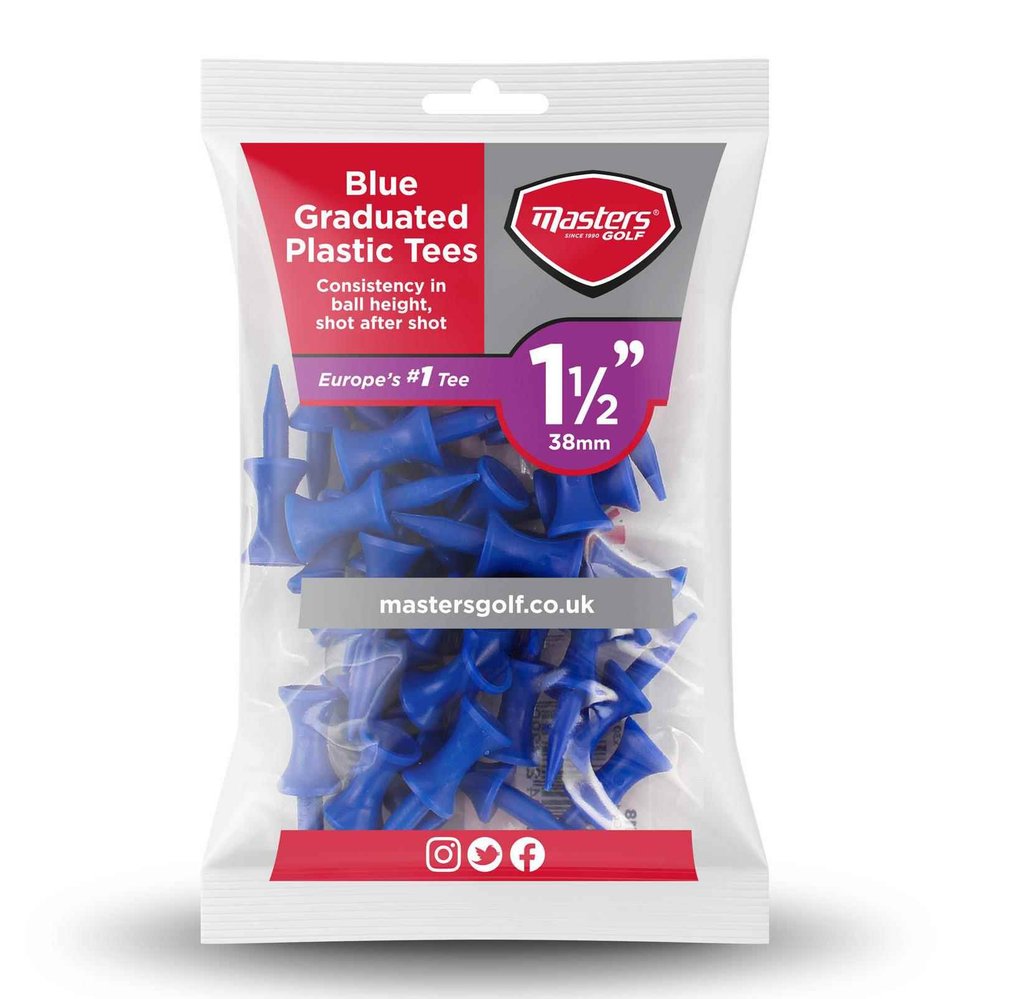 Masters Graduated Castle Kunststoff-Tees 37mm (1 1/2"), 30 Tees, blau