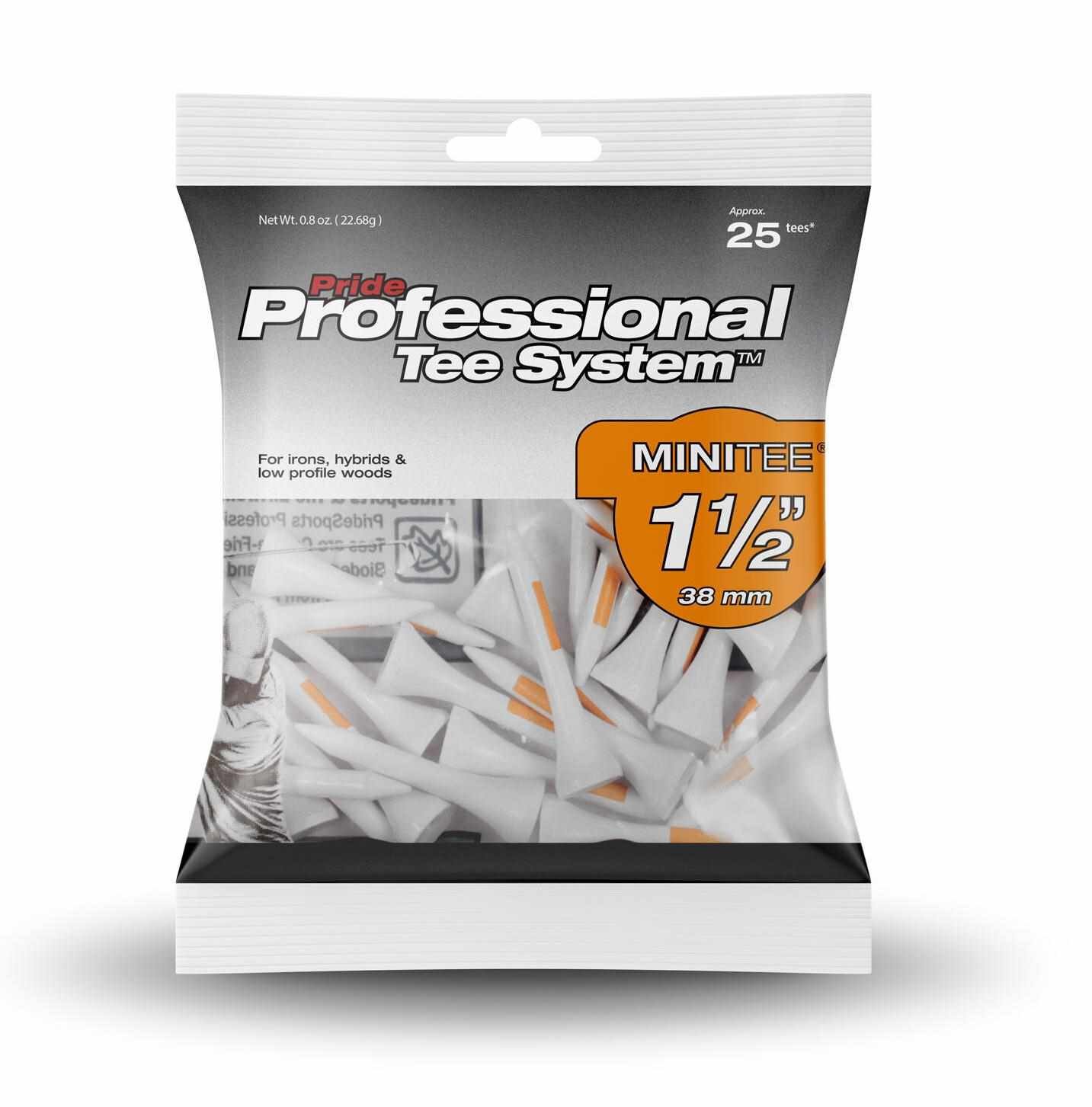 Pride Professional Tee System Prolength Mini Orange Holztees 38mm (1 1/2"), 25 Stück