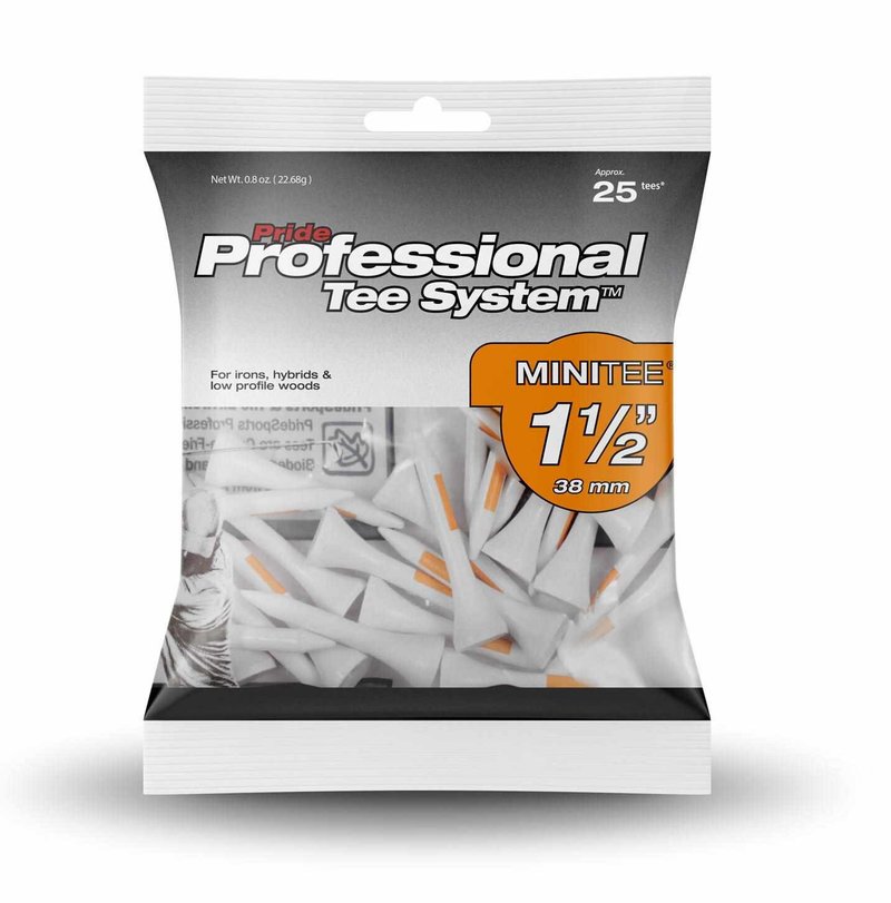 Pride Professional Tee System Prolength Mini Orange Holztees 38mm (1 1/2"), 25 Stück