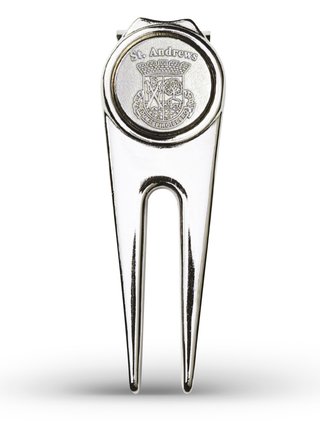 Masters Golf St Andrews Deluxe Pitchfork Divot Tool, silber