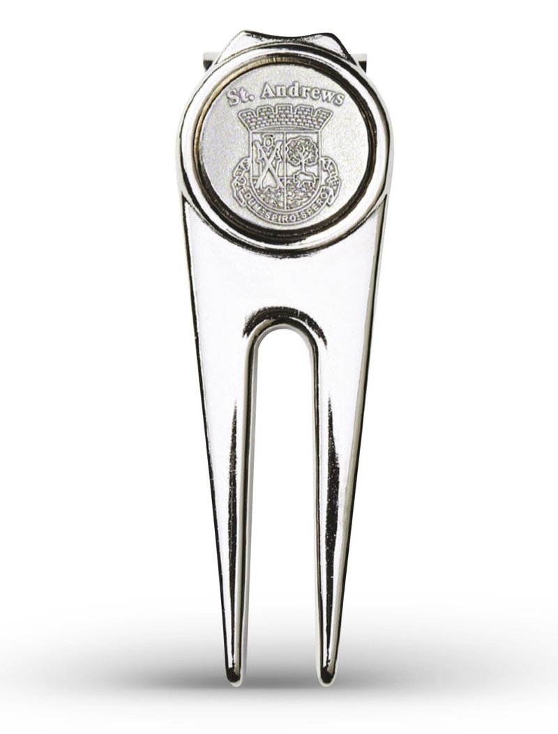 Masters Golf St Andrews Deluxe Pitchfork Divot Tool, silber