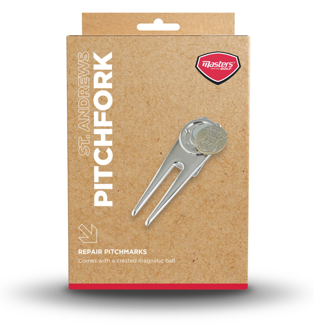 Masters Golf St Andrews Deluxe Pitchfork Divot Tool, silber