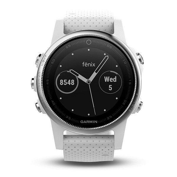 Garmin fenix5 Silver Optic GPS Smartwatch mit weißem Armband