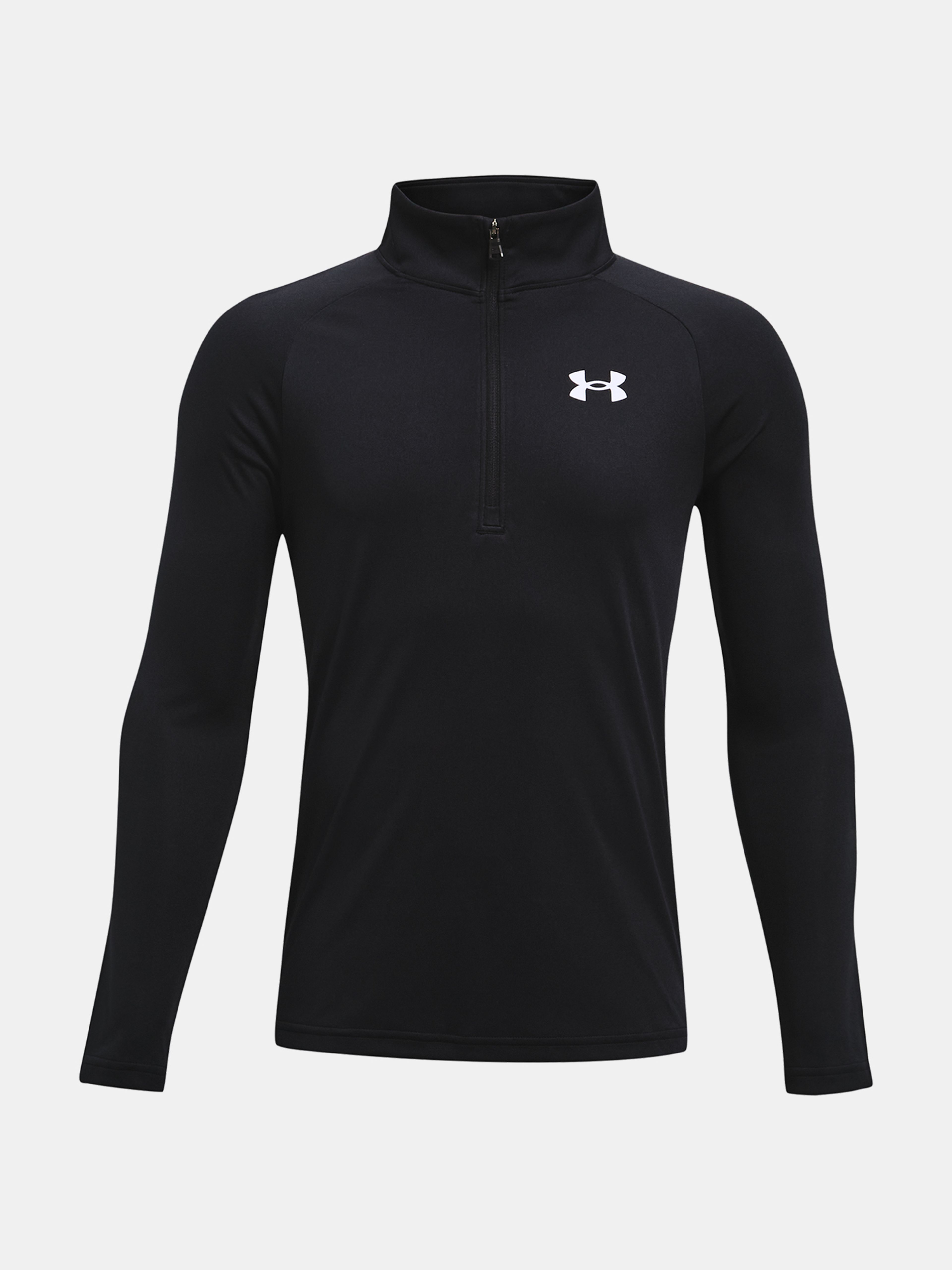 Under Armour Tech 2.0 1/2 Zip Jungen-Shirt Vorderansicht Schwarz