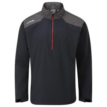 Ping AquaDrive Half-Zip wasserdichte Golfjacke Schwarz/Asphalt – Vorderansicht