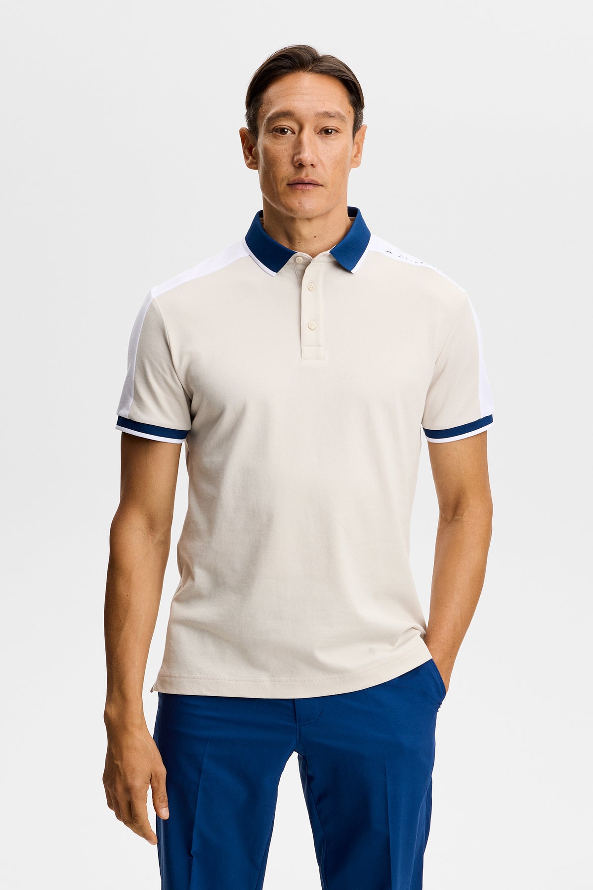 J.Lindeberg Jace Polo Moonbeam - Detail kontrastierende Schultereinsätze