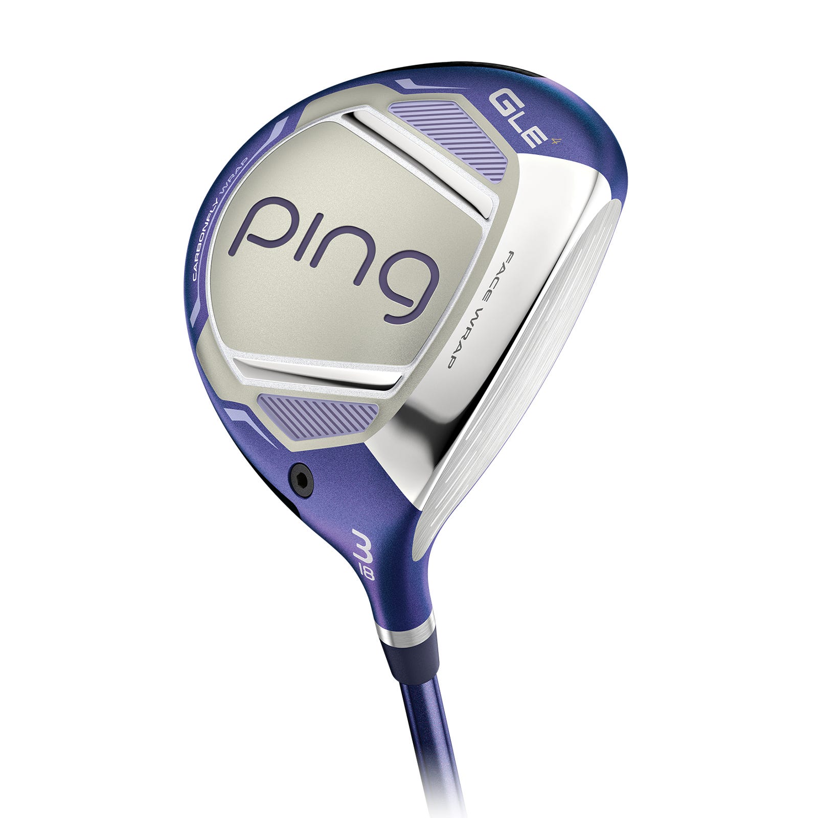 Sohlenansicht des PING G Le4 Holz 3 mit Carbonfly Wrap-Krone und Sohlendesign