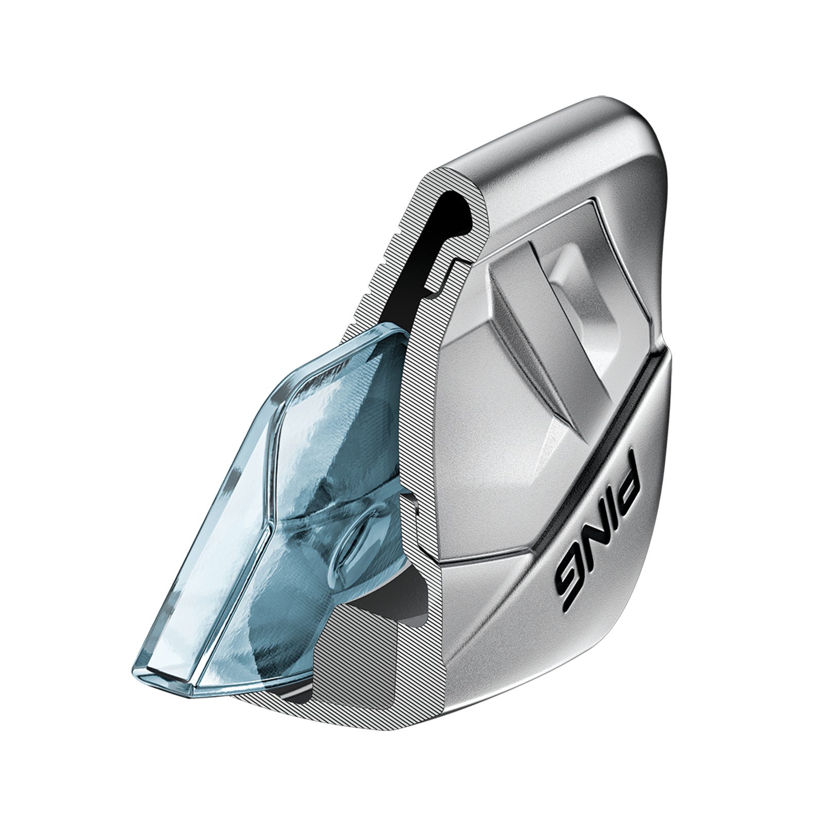Cross-section illustration of the PING i540 7-iron showing the forged maraging steel face welded to the 17-4 stainless steel body