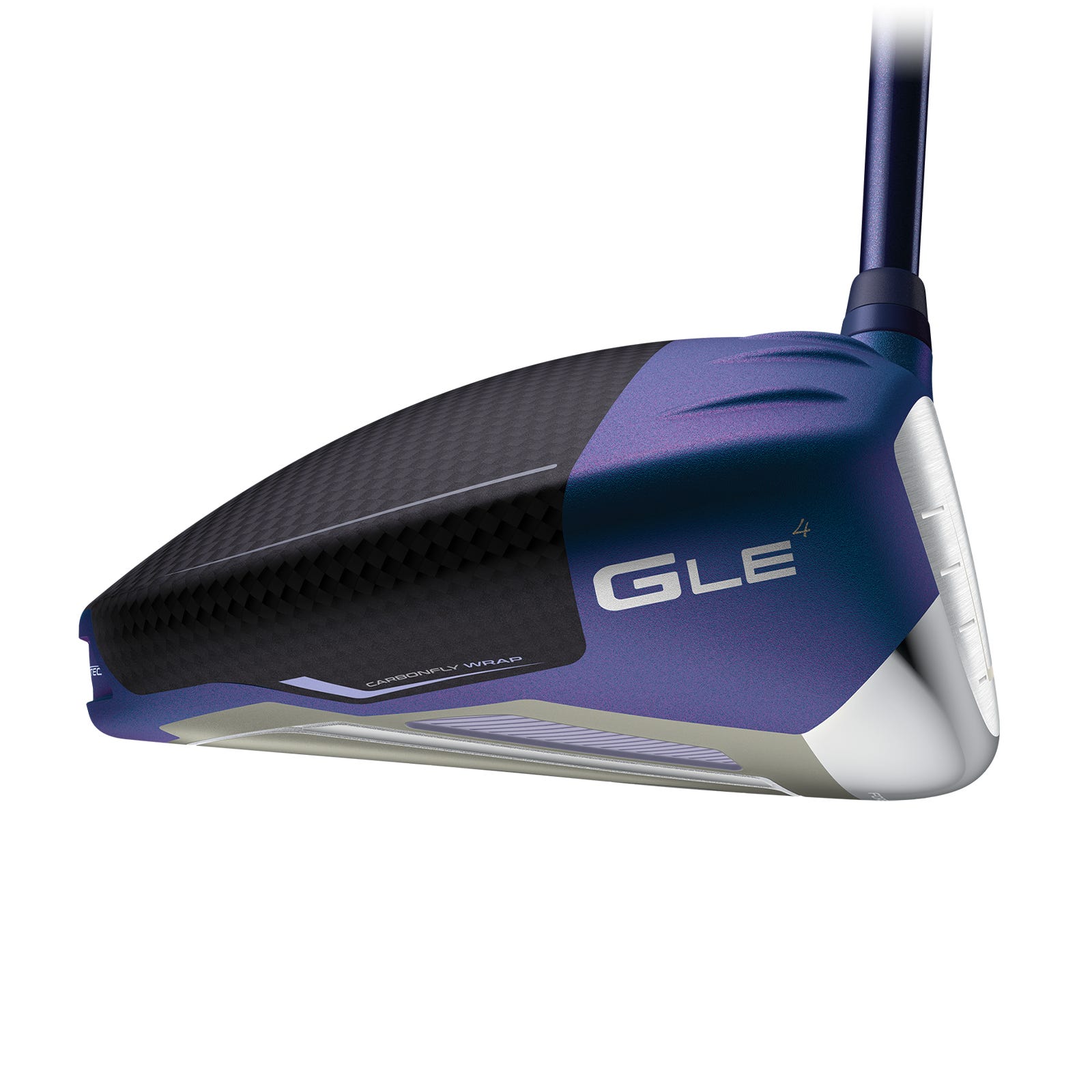 Spitzenansicht des G Le4 Drivers, die das Farbdesign Galactic Lilac und Milky Midnight zeigt