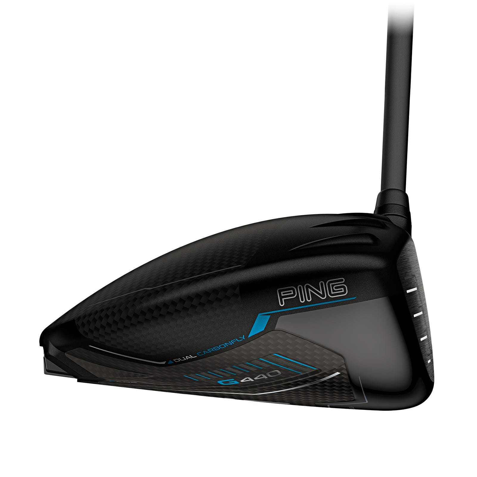 Toe view of PING G440 K driver showing Free Hosel design