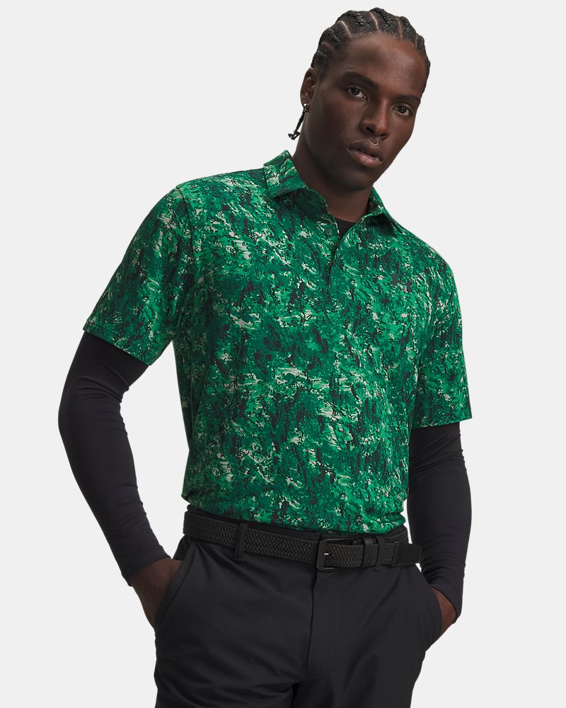 UA Playoff 3.0 Printed Polo – Vorderansicht, grün