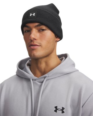 Under Armour Halftime Cuff Beanie Lifestyle-Ansicht, schwarz und weiß