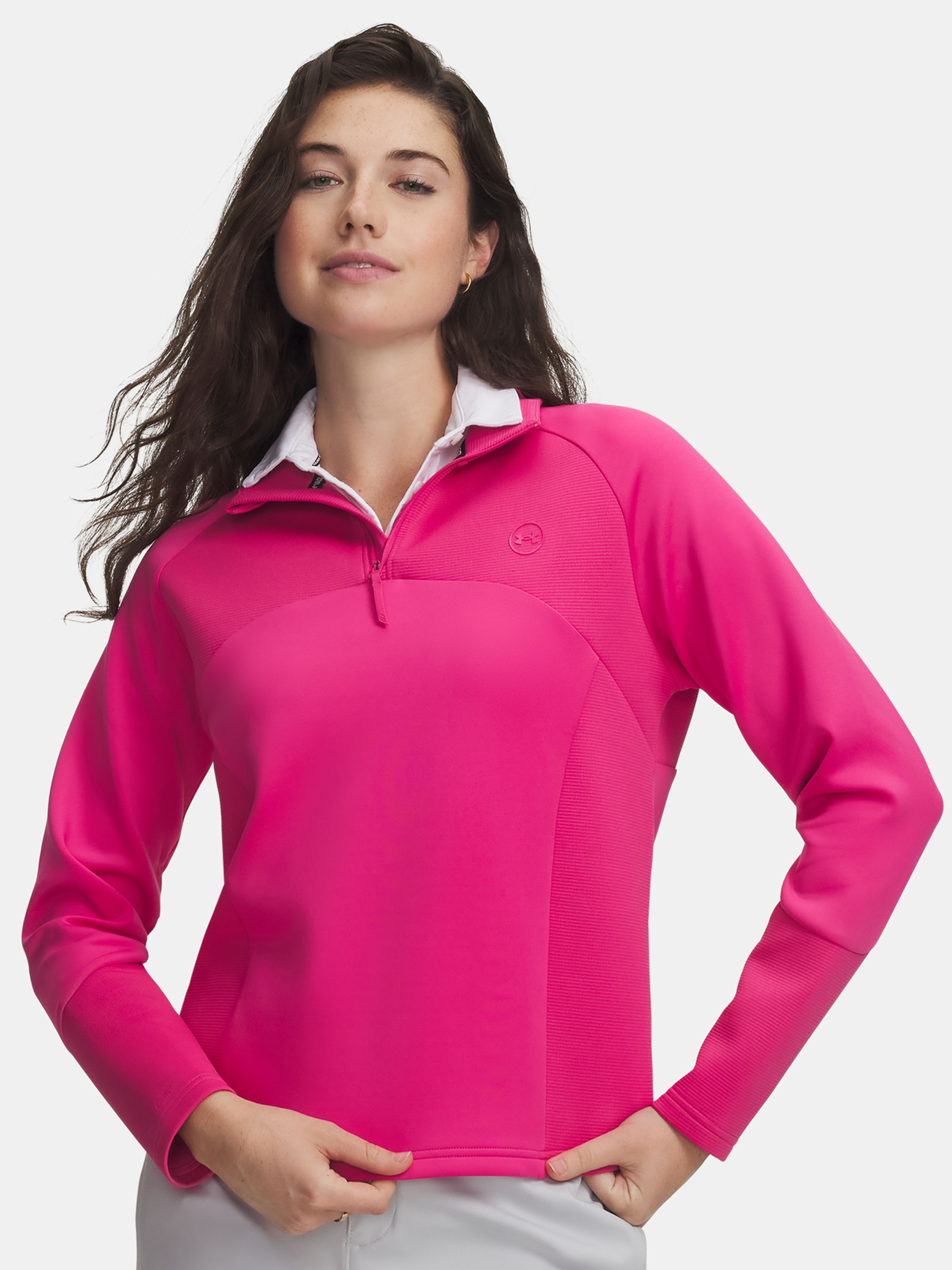 Under Armour UA Drive Midlayer 1/4 Zip Damen Sweatshirt in Pink – Vorderansicht