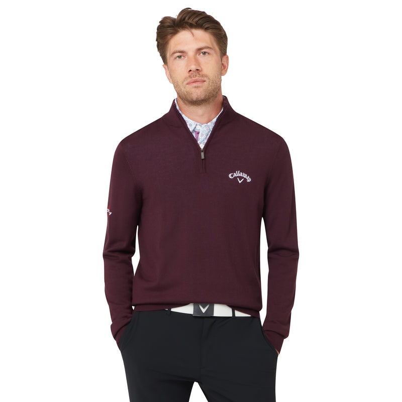 Callaway Blended Merino 1/4 Zip Sweater Italian Plum – Vorderansicht