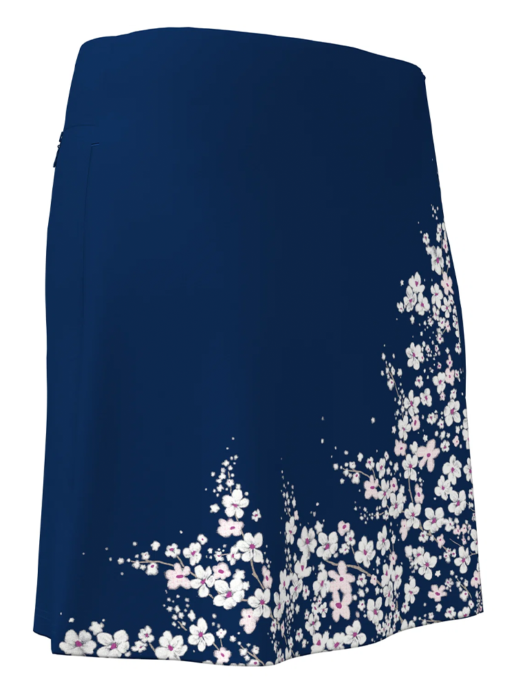 Callaway Floral Printed Wrap Skort Blue Depths – Rückansicht mit Länge und Blumenmuster