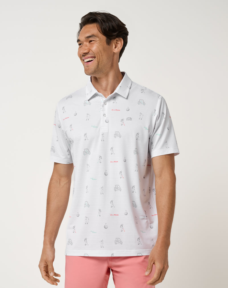 Travis Mathew On A Mission Polo – Vorderansicht, weiß