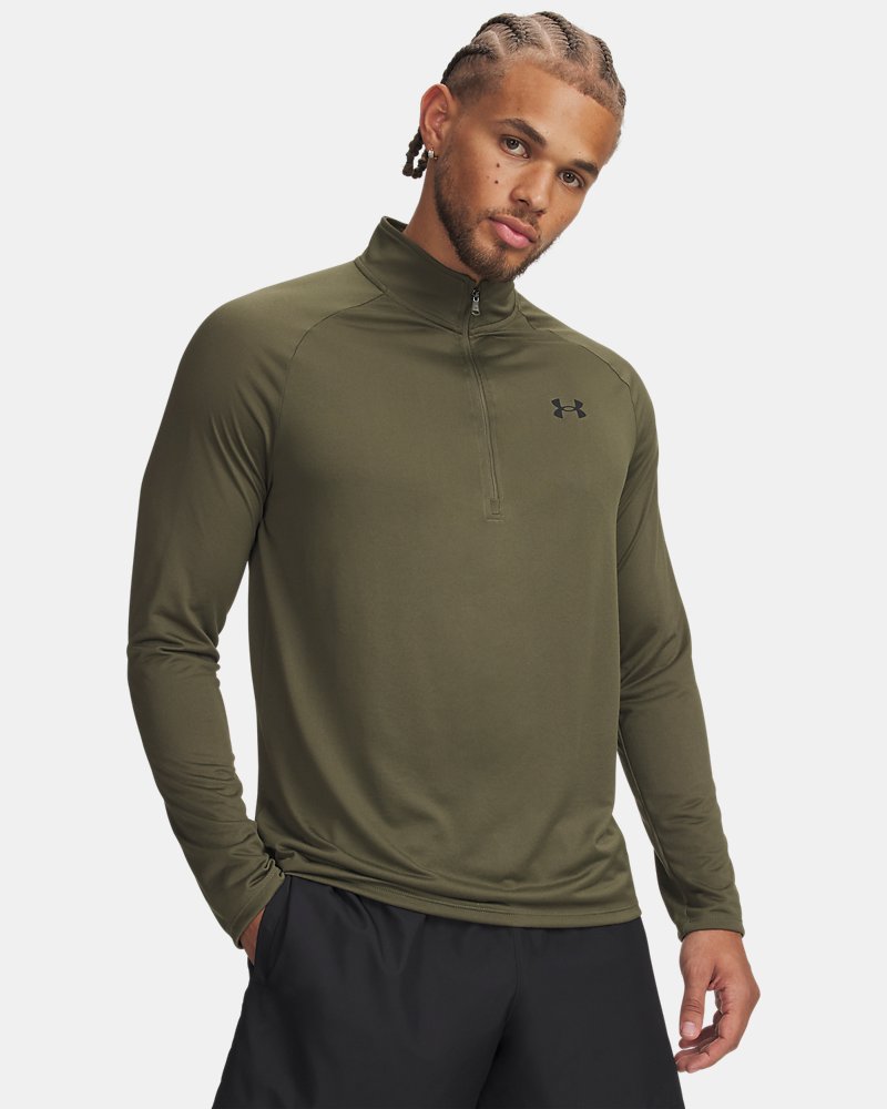 Under Armour UA Tech Half Zip Long Sleeve – Grün, Vorderansicht