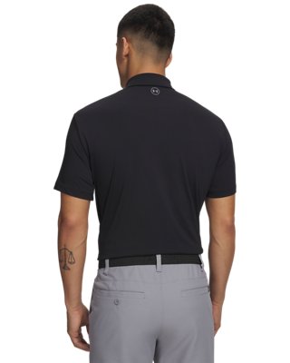 UA ArmourDry polo back view showing UPF 50+ sun protection coverage