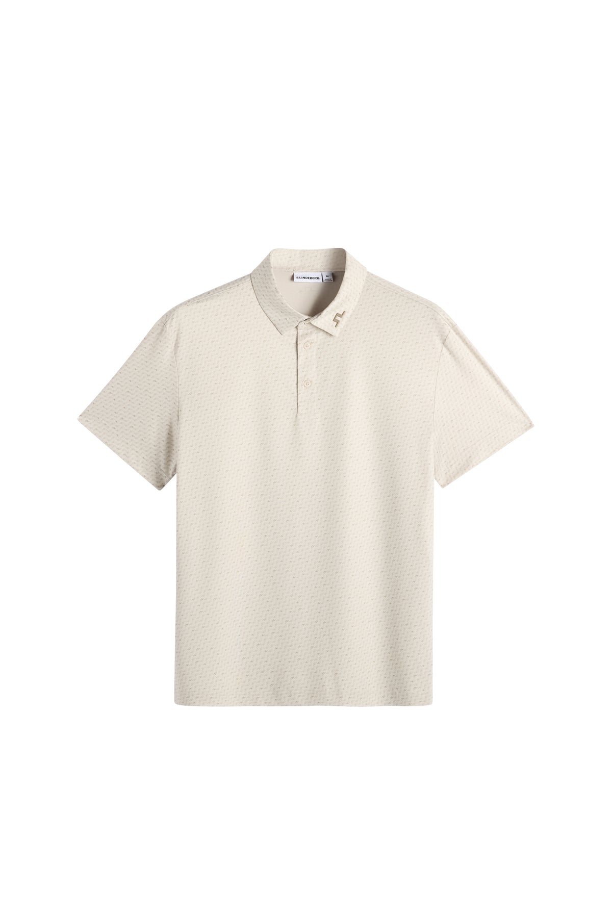 J.Lindeberg Tod Print Polo Bias Bridge Micro Moon Brindle – Vorderansicht mit TX Stretch Jersey-Gewebe und durchgehendem Print