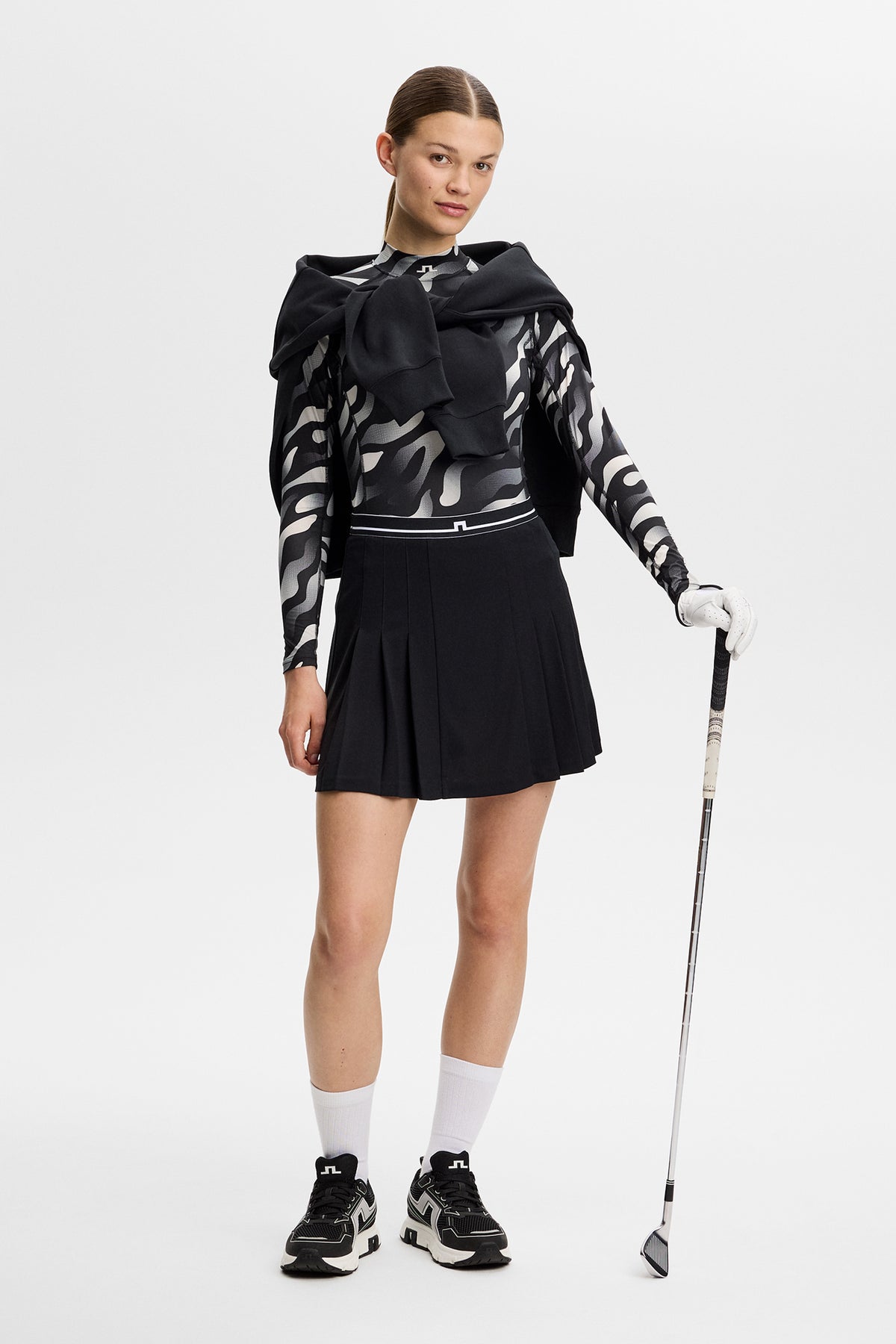 J.Lindeberg Ella Print Compression Top Bunker Fade Black Moonbeam - Druckdetail