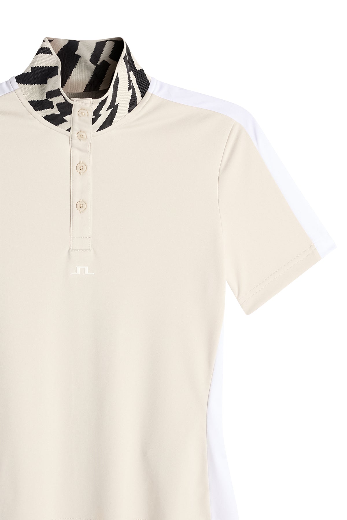 J.Lindeberg Pip Polo Moonbeam – Detail des Kontrastkragens und der Einsätze
