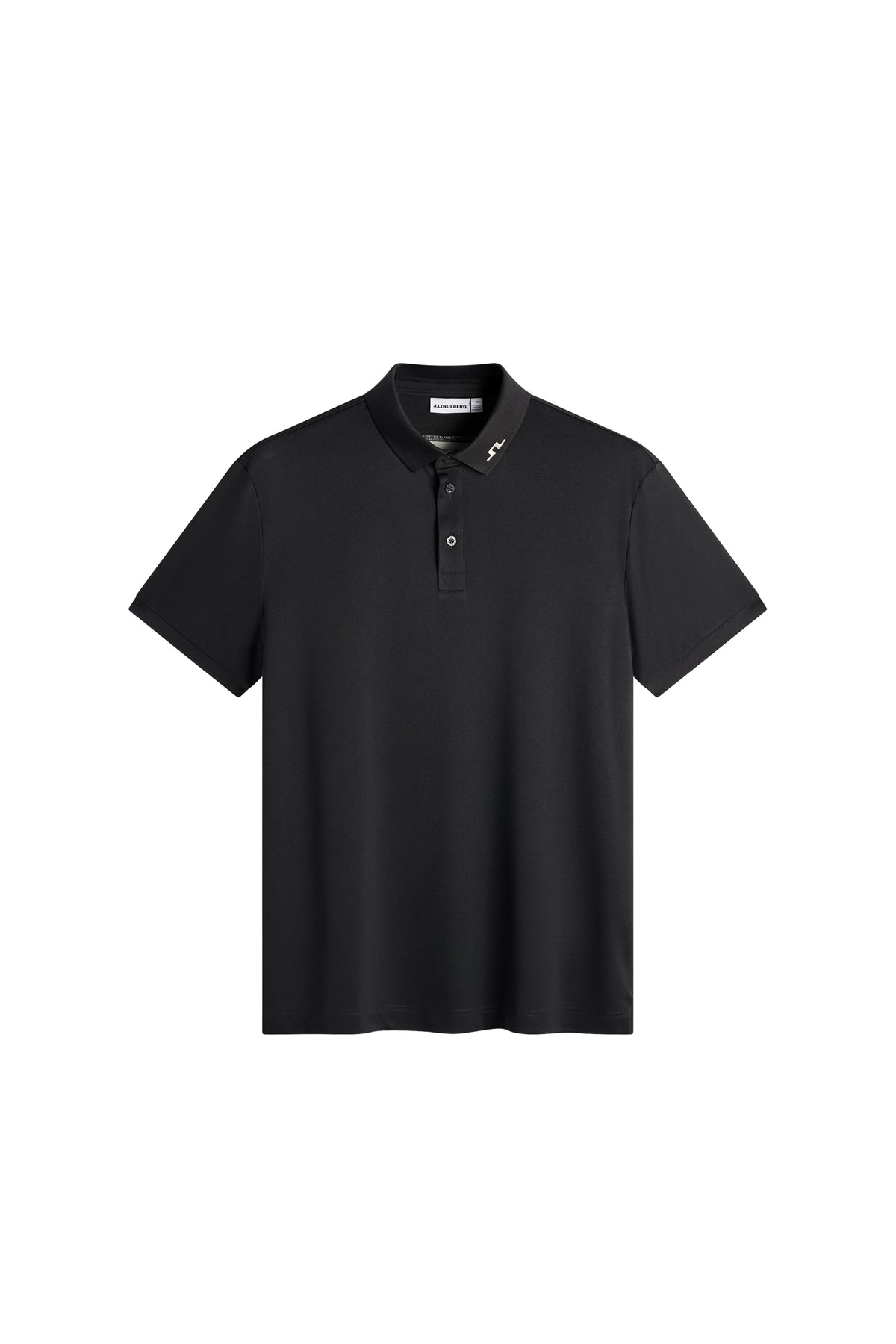 J.Lindeberg KV Print Polo Black – collar detail with embroidered Bridge logo