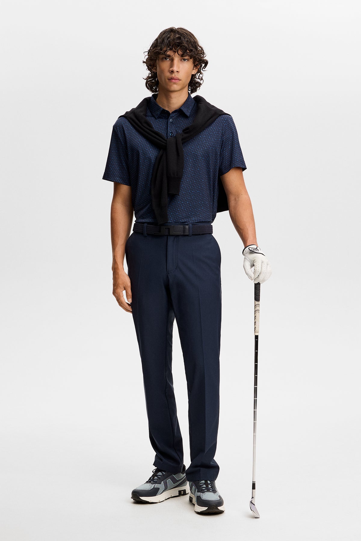 J.Lindeberg Tod Print Polo – Kragen- und Knopfleistendetail