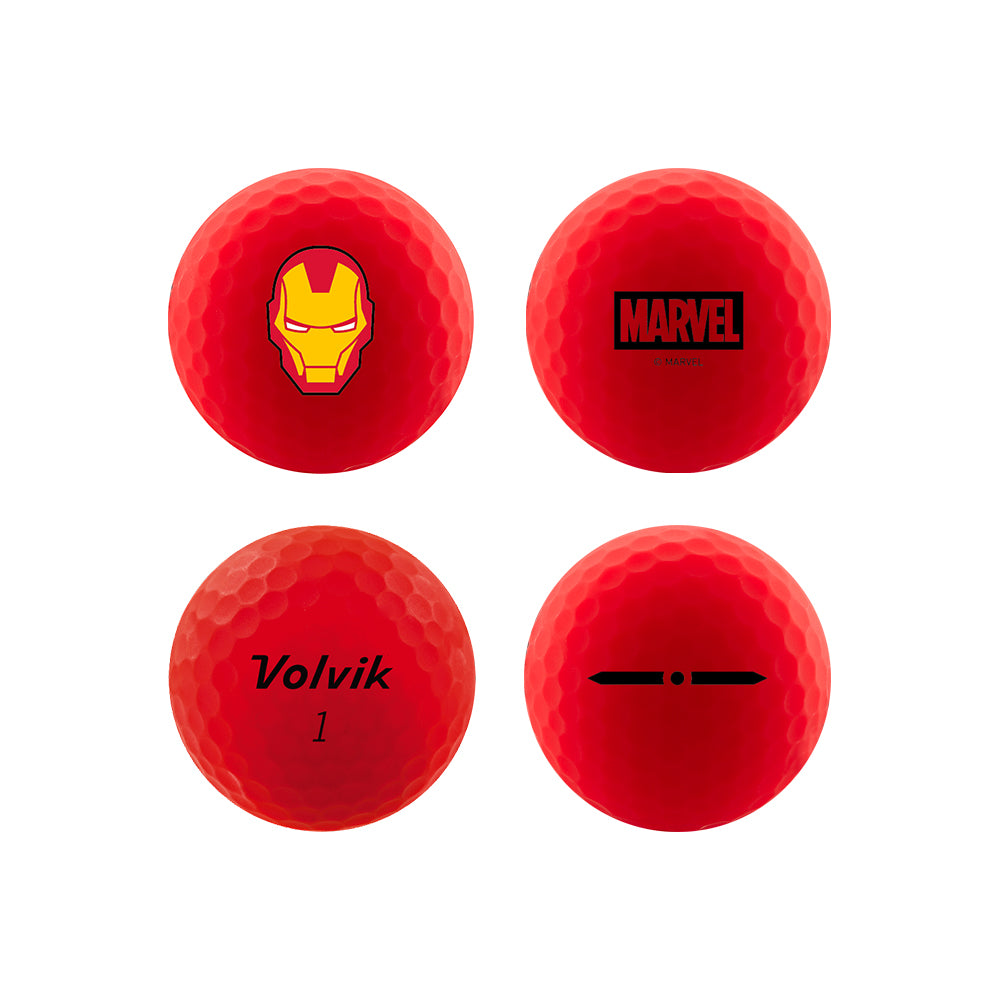Volvik Vimat Avengers Golfbälle zeigen die Heldendesigns von mehreren Seiten